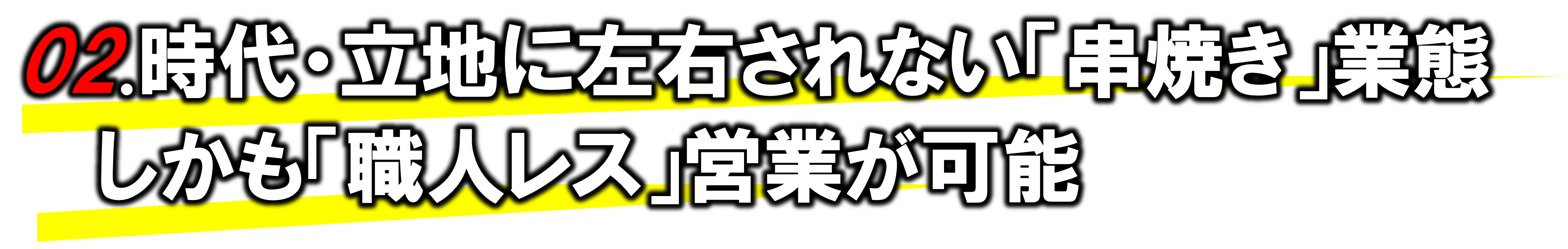時代・立地に左右されない。左右されない「串焼き」業態 しかも「職人レス」営業が可能